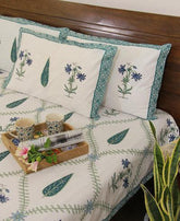 Neela Rajnigandha Bedsheet with 2 Pillow Cover Set - 280TC - Moriyo Decor